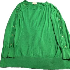 Michael Kors Green Gold Button-Sleeve Sweater